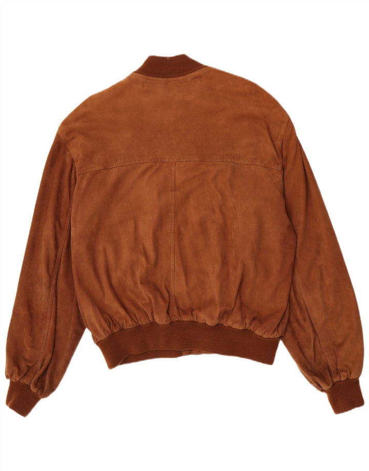 Vintage Herre Ruskind Bomber Jacket IT 50 Stor Brun Ruskind