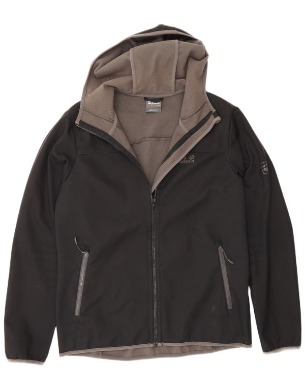 Jack Wolfskin Herre Hooded Windbreaker Jacket UK 36/38 Medium Black Sports
