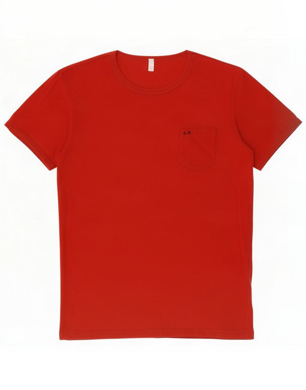 Sun68 Herre T-Shirt Top Stor Rød Bomuld