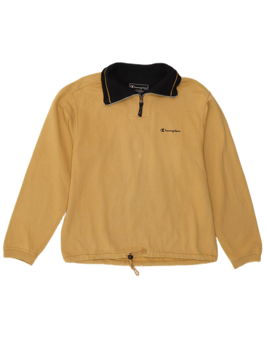 CHAMPION Herre Zip Neck Sweatshirt Jumper Stor Beige Bomuld