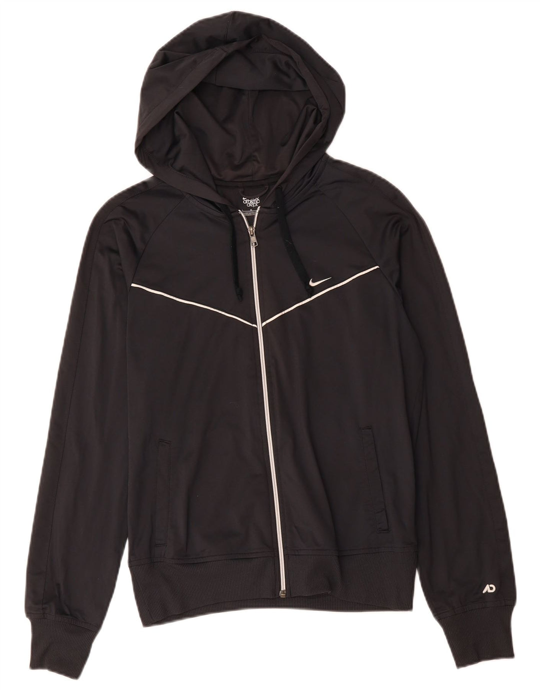 NIKE Girls Zip Hoodie Sweater 12-13 Years Large Black Polyester