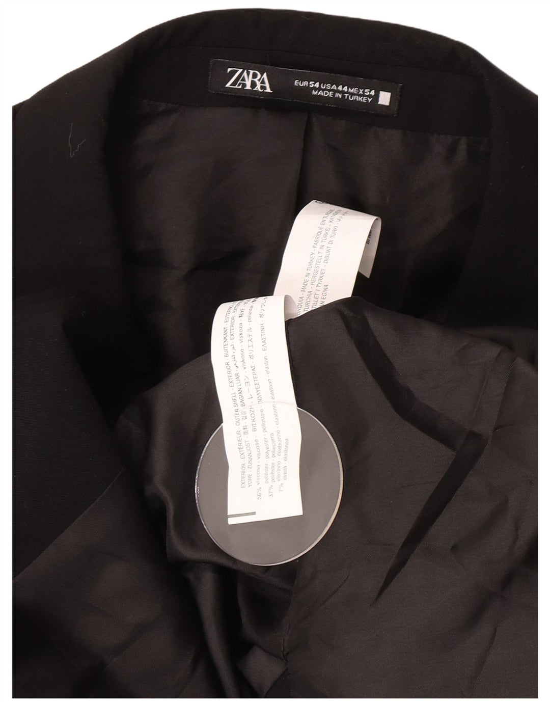 Zara Herre 2-knaps blazerjakke EU 54 XL Sort viskose