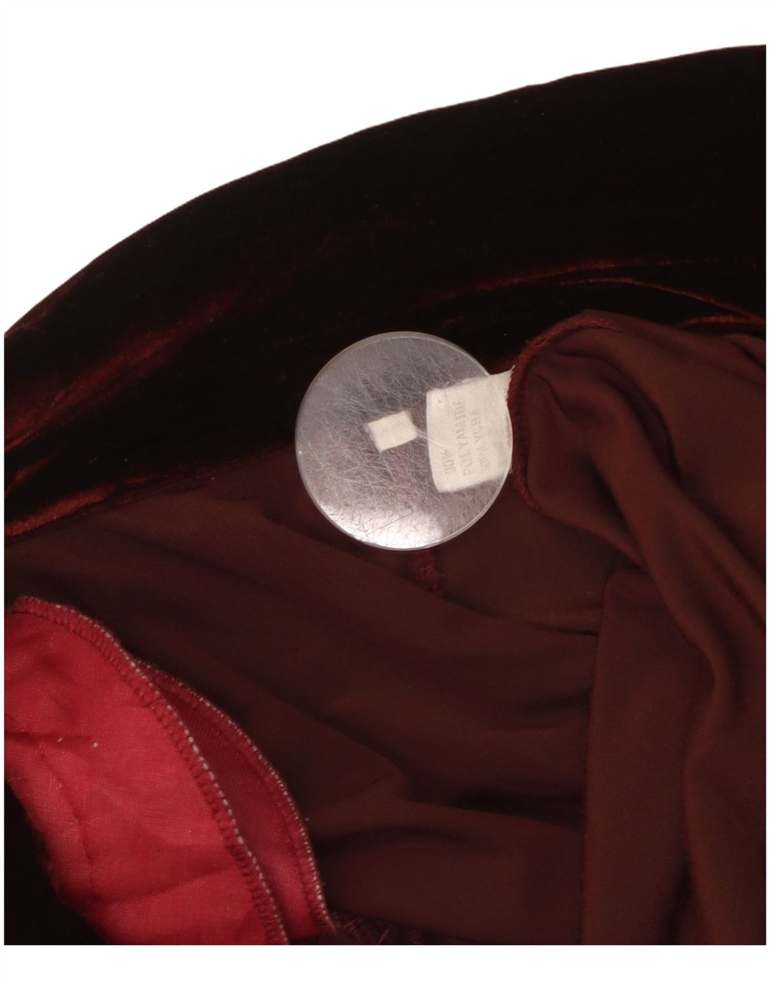 VINTAGE Dame 3-knaps Velour Blazer Jacket UK 10 Small Burgundy