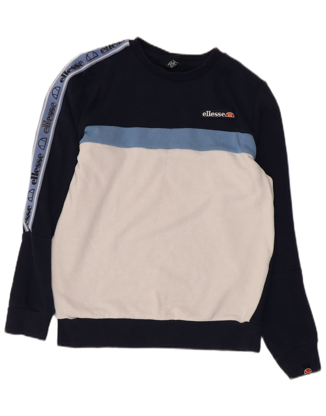 ELLESSE Boys Graphic Sweatshirt Jumper 12-13 Years Navy Blue Colourblock