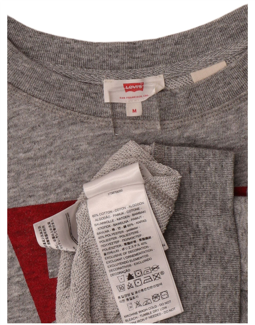 LEVI'S Womens Graphic Sweatshirt Jumper UK 14 Medium Grey Cotton