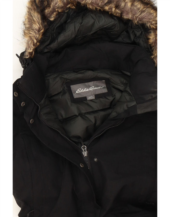 EDDIE BAUER Womens Hooded Windbreaker Jacket UK 16 Large Black Polyester Vintage Eddie Bauer and Second-Hand Eddie Bauer from Messina Hembry 