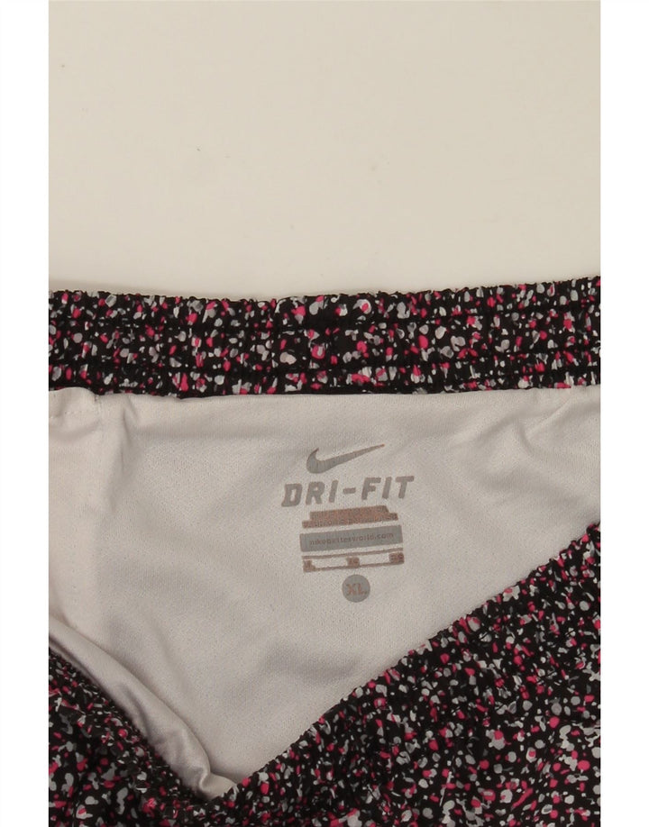NIKE Womens Sport Shorts UK 18 XL  Multicoloured Spotted Polyester