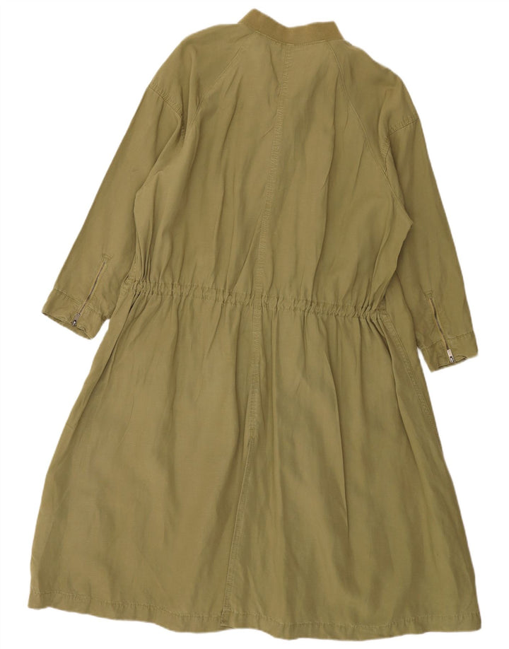 Zara Dame Oversized Overfrakke UK 14 Medium Khaki Lyocell