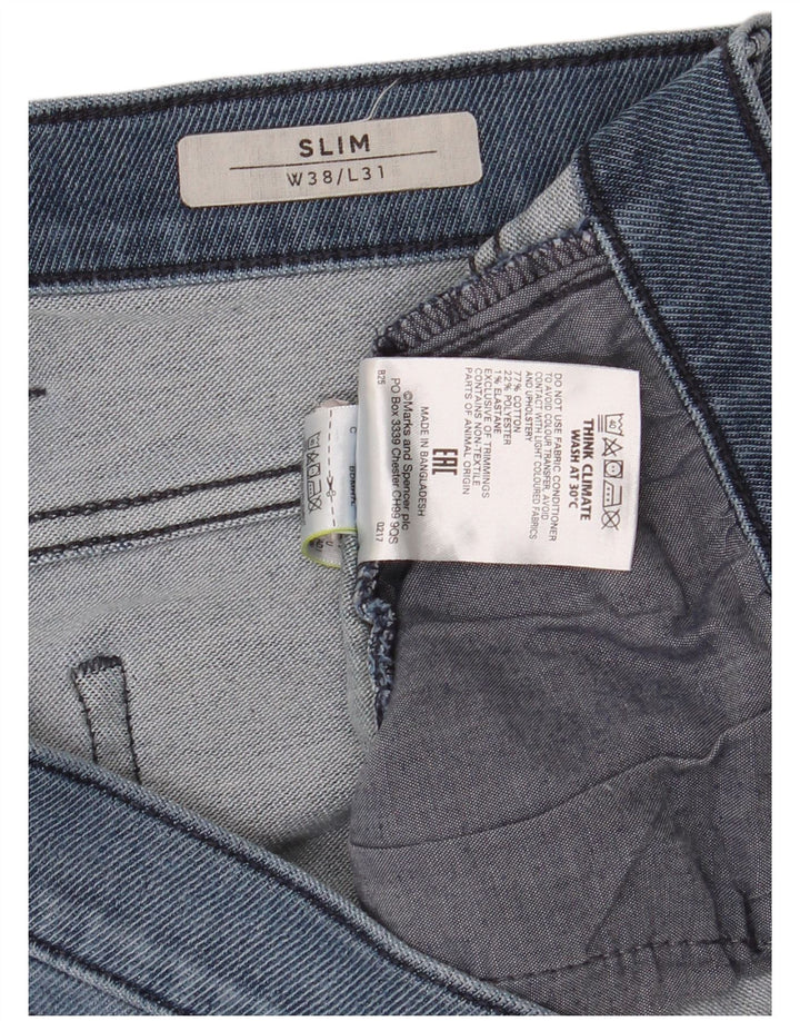 Marks & Spencer Herre Slim Jeans W38 L31 Blå Bomuld