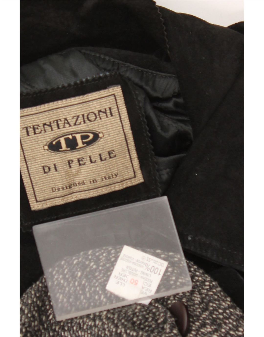 VINTAGE Herre ruskindsjakke IT 50 Stor sort læder