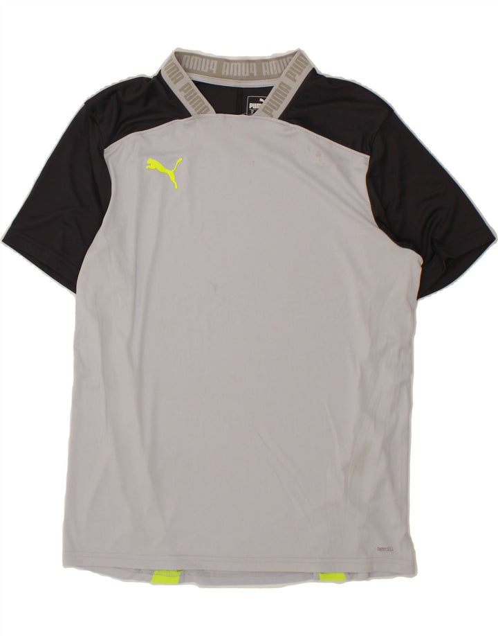 PUMA Mens Graphic T-Shirt Top XL Grey Colourblock Polyester Vintage Puma and Second-Hand Puma from Messina Hembry 