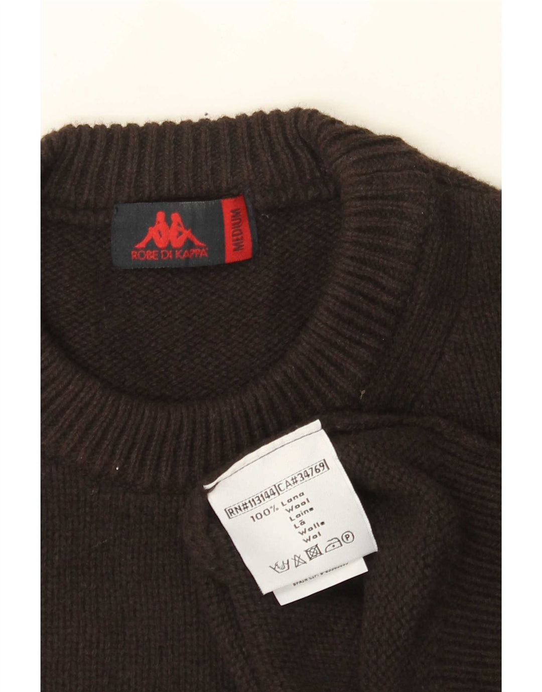 Kappa Herre Crew Neck Jumper Sweater Medium Brun Uld