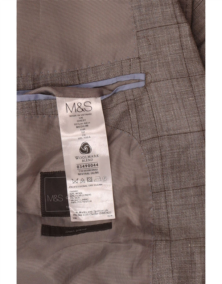 Marks & Spencer Herre Tailored Fit Blazer Jacket UK 42 Large Grey Check