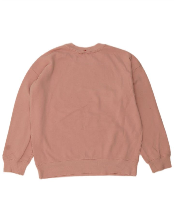 Dkny Dame Grafisk Oversized Sweatshirt Jumper UK 14 Medium Pink Bomuld