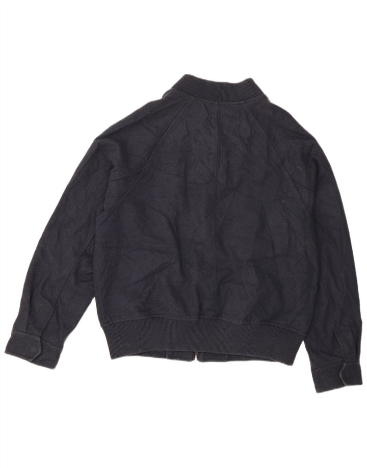 Zara Herre Loose Fit Bomber Jacket UK 36 Small Navy Blue Wool