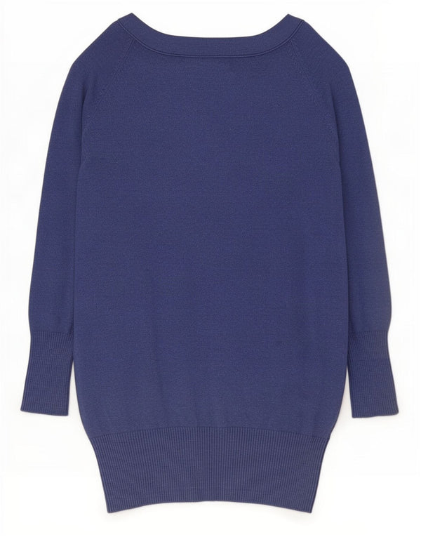 Zara Womens Longline Cardigan Sweater UK 12 Medium Blue Cotton
