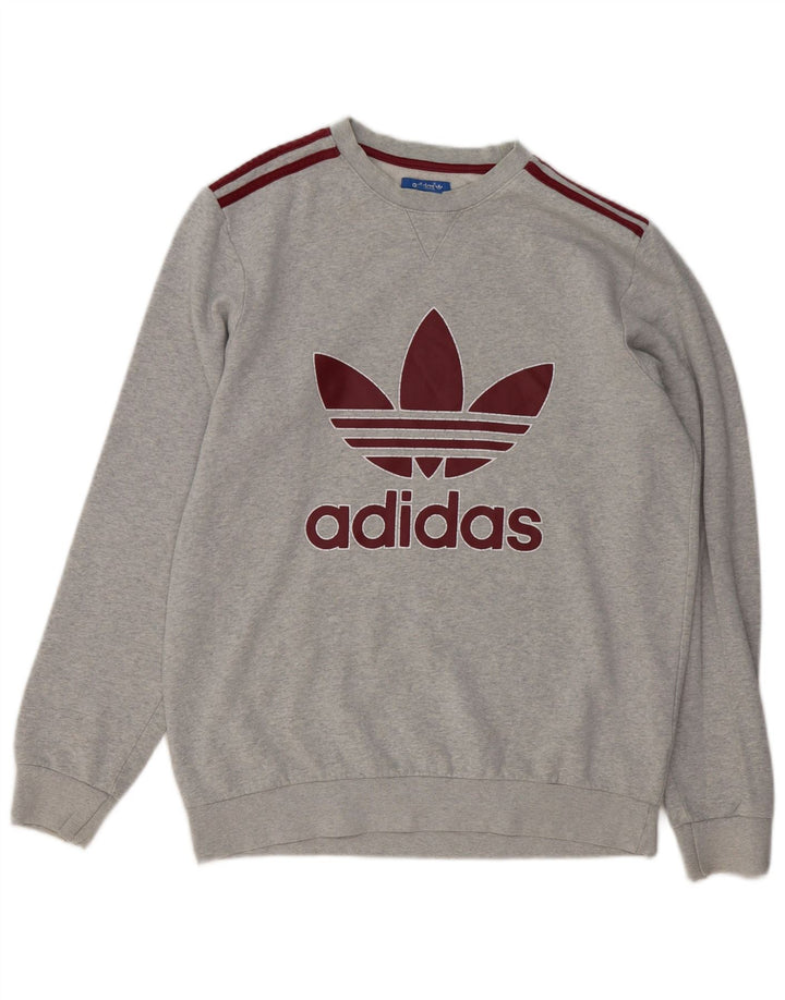Adidas grafisk sweatshirt til mænd mellem grå bomuld