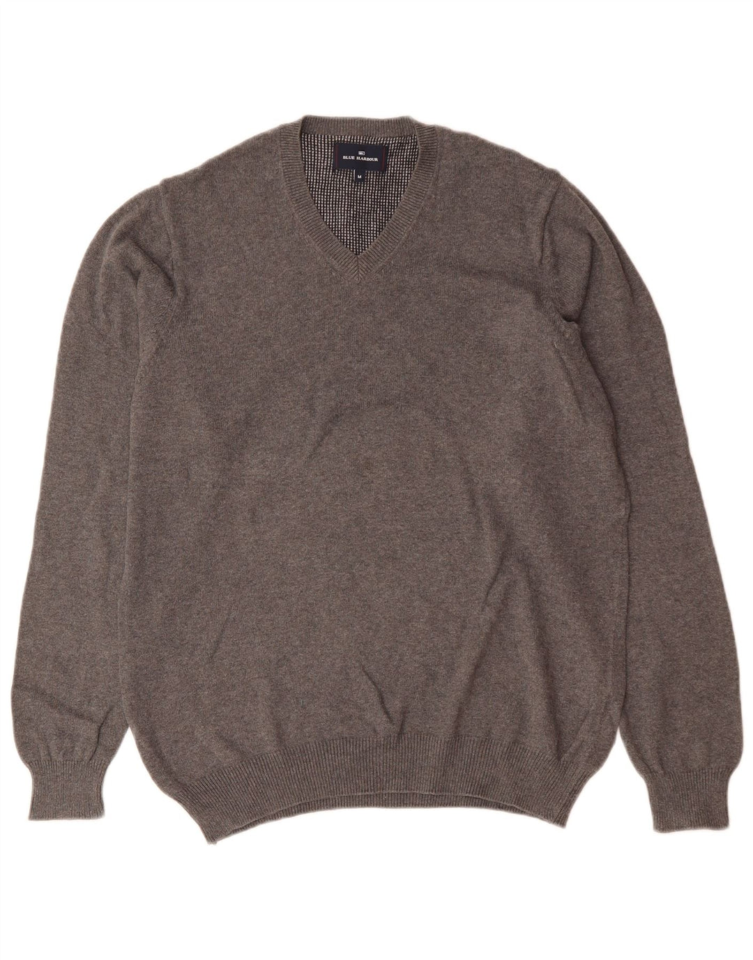 Marks & Spencer Herre Blue Harbor V-hals sweater mellemgrå bomuld