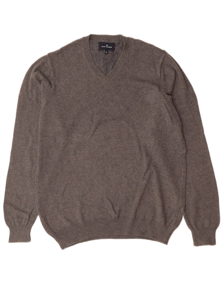 Marks & Spencer Herre Blue Harbor V-hals sweater mellemgrå bomuld