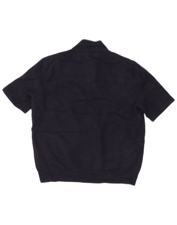 Hugo Boss sweater med lynlås til kvinder UK 20 2XL marineblå jomfruuld