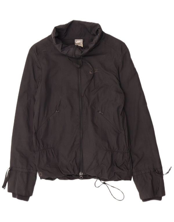 Nike Dame Windbreaker Jacket UK 8/10 Small Black Nylon