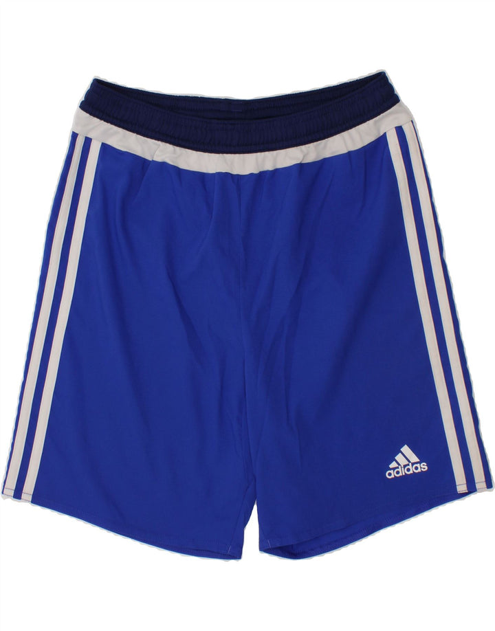 ADIDAS Boys Climalite Sport Shorts 11-12 Years Blue Colourblock Polyester Vintage Adidas and Second-Hand Adidas from Messina Hembry 