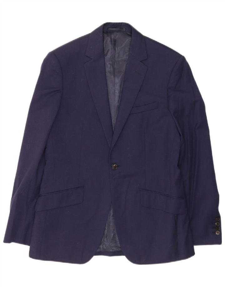 Reiss Herre 1 Knap Blazer Jacket UK 38 Medium Navy Blue Wool