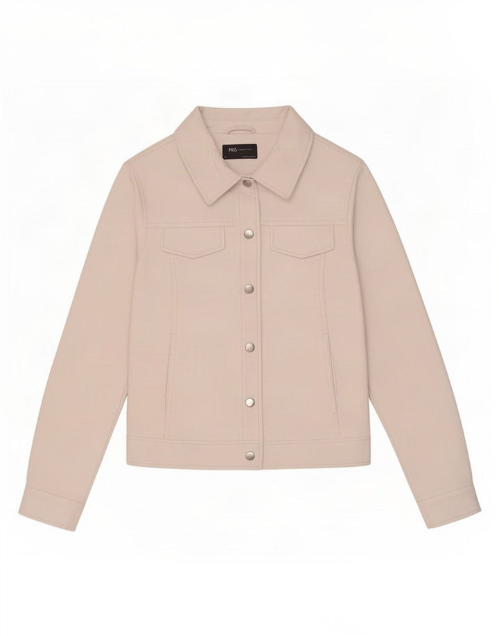 Marks & Spencer Dame imiteret læderjakke UK 8 Small Off White