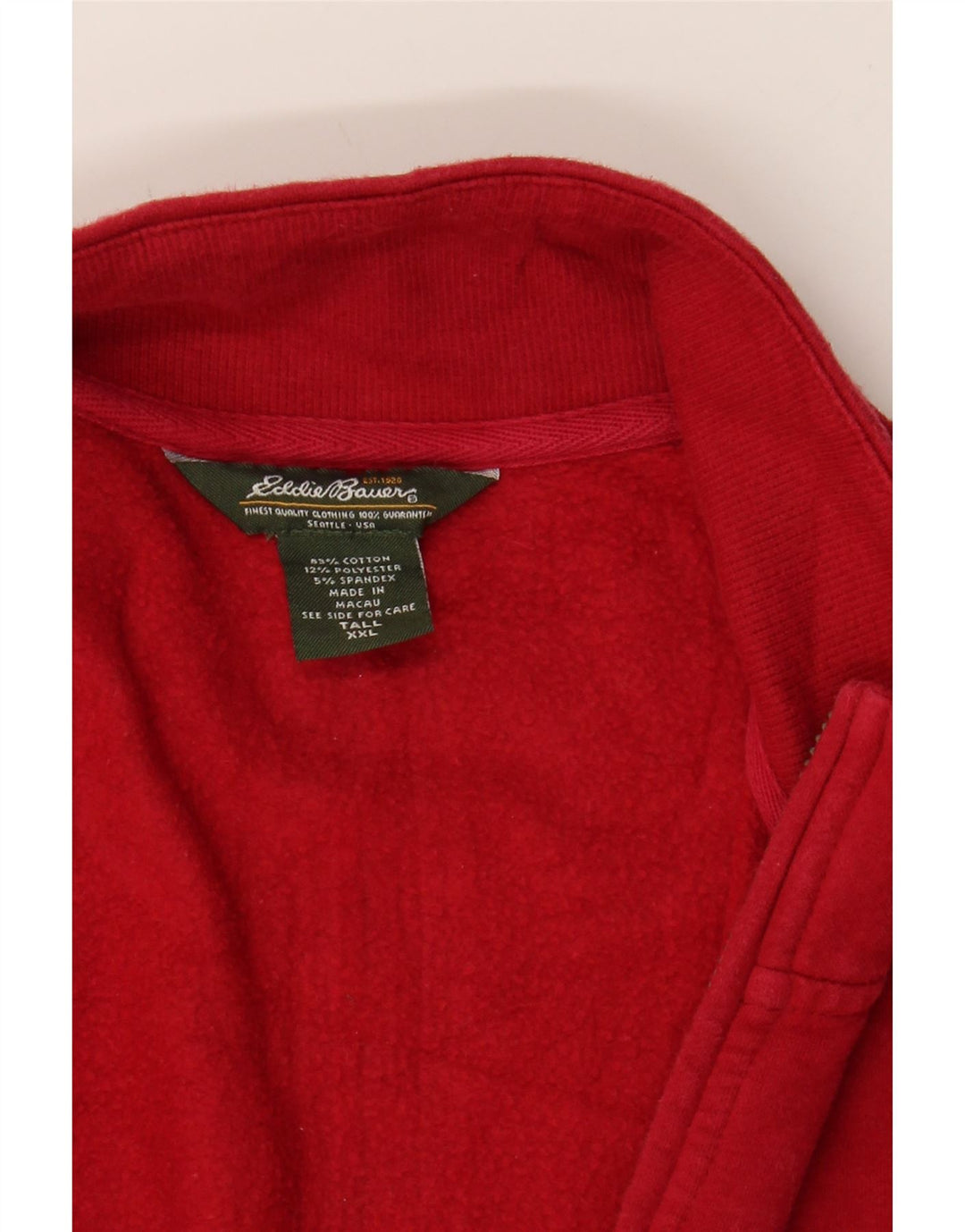 EDDIE BAUER Mens Tall Zip Neck Sweatshirt Jumper 2XL Red Cotton Vintage Eddie Bauer and Second-Hand Eddie Bauer from Messina Hembry 