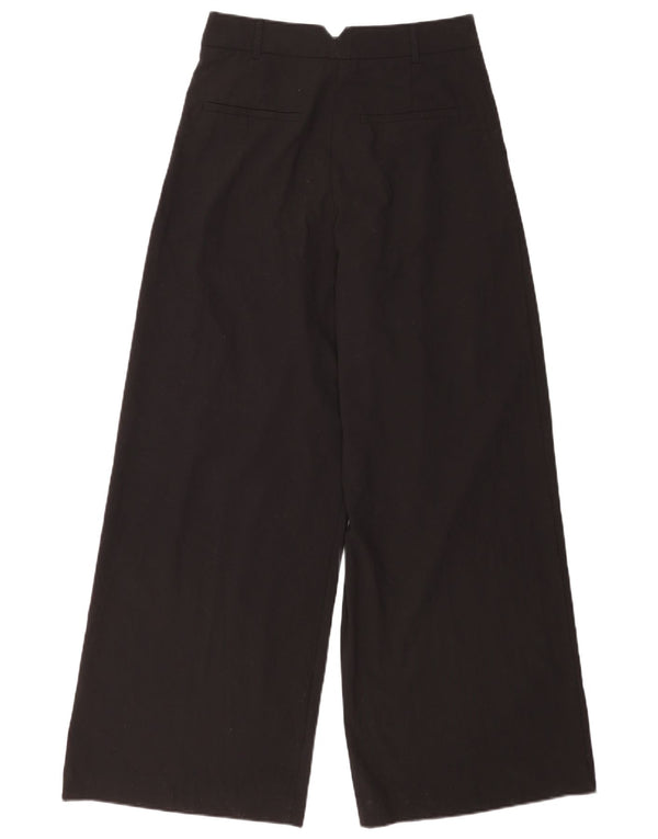 Zara kvinders højtaljede brede ben Casual bukser Small W26 L31 Sort