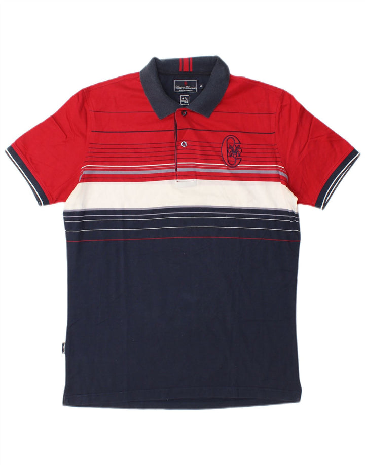 CONTE OF FLORENCE Mens Polo Shirt Medium Red Colourblock