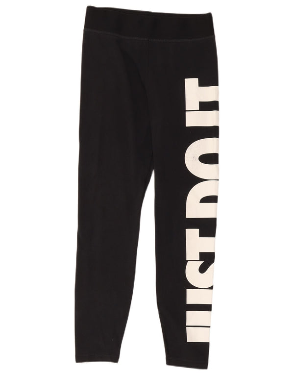 Nike Dame Grafiske Leggings UK 12 Medium Sort Polyester