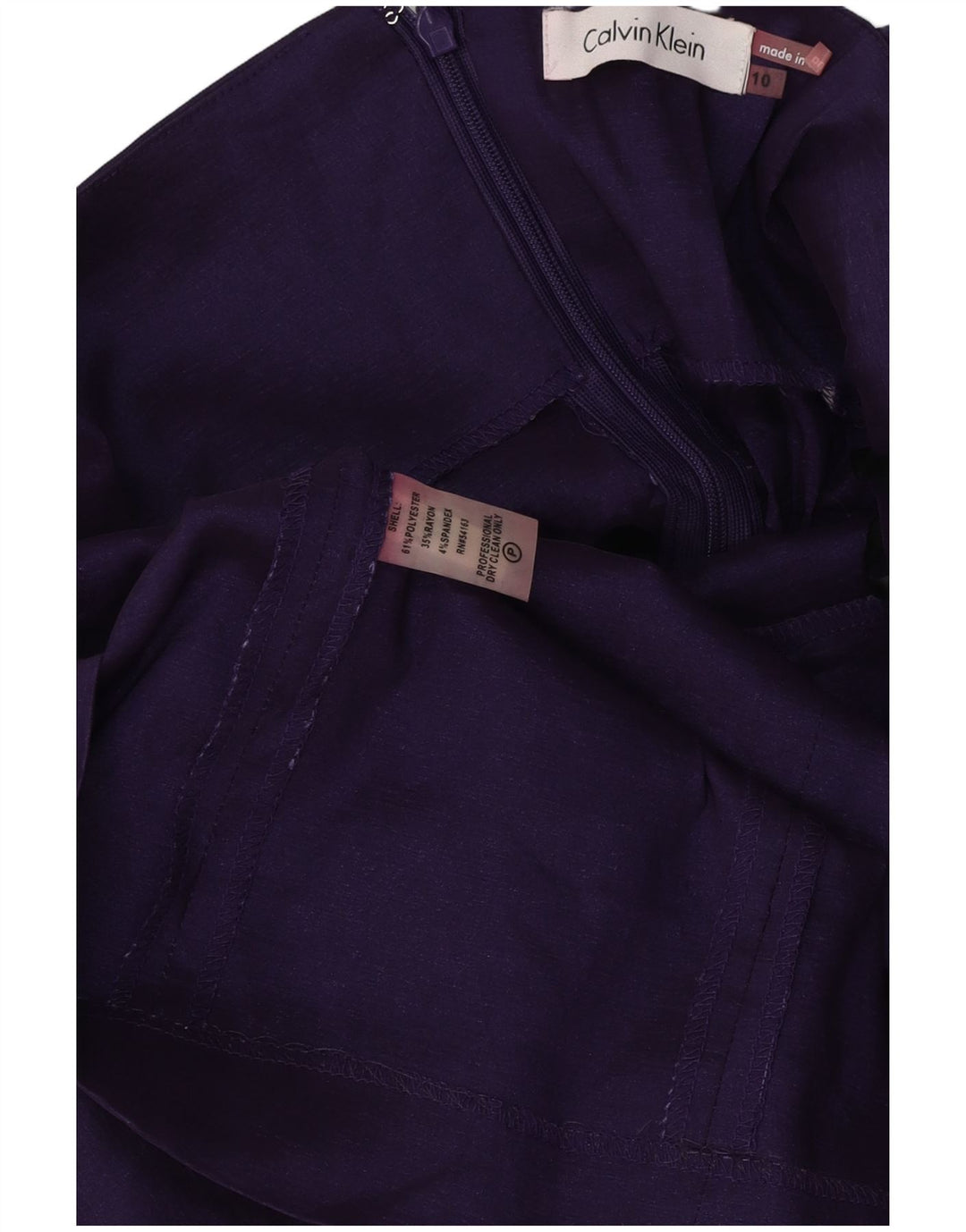 CALVIN KLEIN Dame Ærmeløs Skede Kjole US 10 Large Purple Polyester