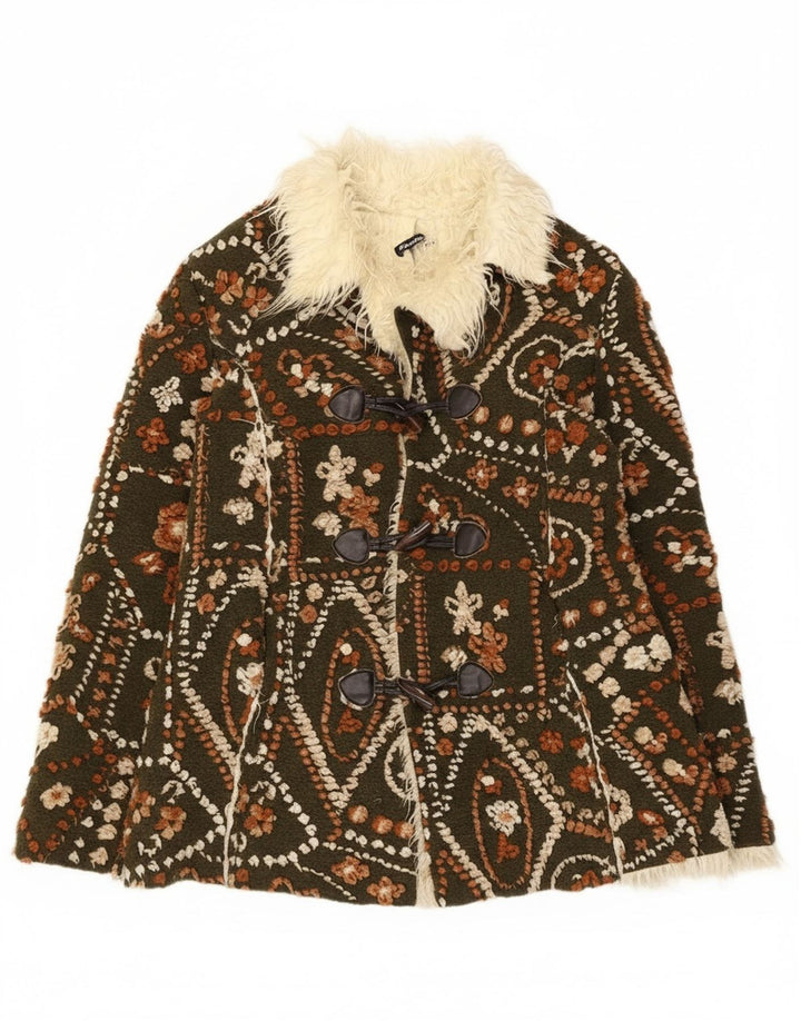 Fiondotinta Dame Sherpa Duffle Jacket UK 14 Medium Khaki Blomsteruld