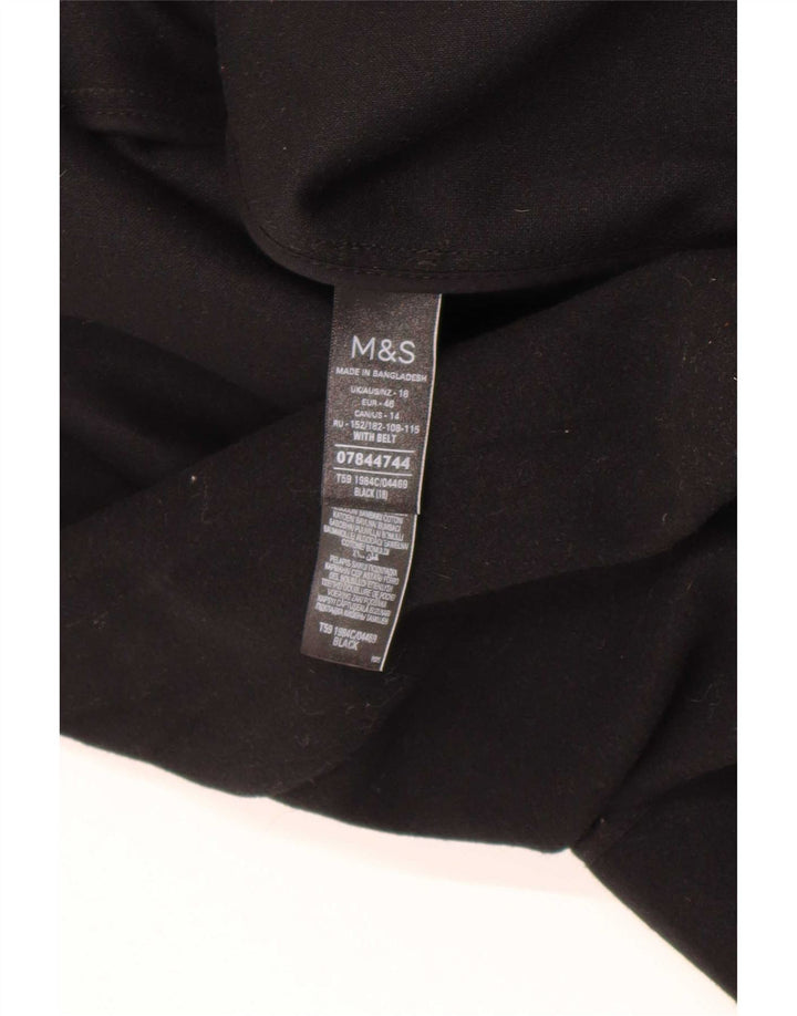 Marks & Spencer Dame Hooded Front Tie Overcoat UK 18 XL Sort Polyester