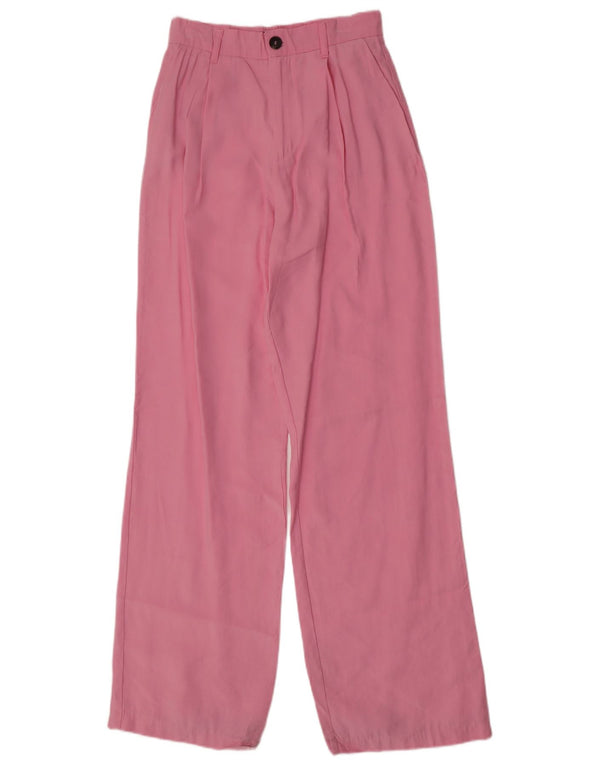 Zara Kvinder Højtaljede Chinobukser med brede ben XS W24 L34 Pink Modal