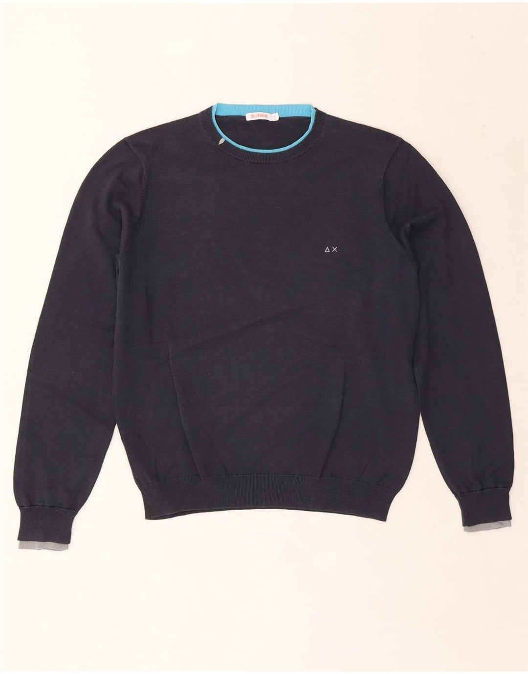 Sun68 Herre rund hals sweater lille marineblå bomuld