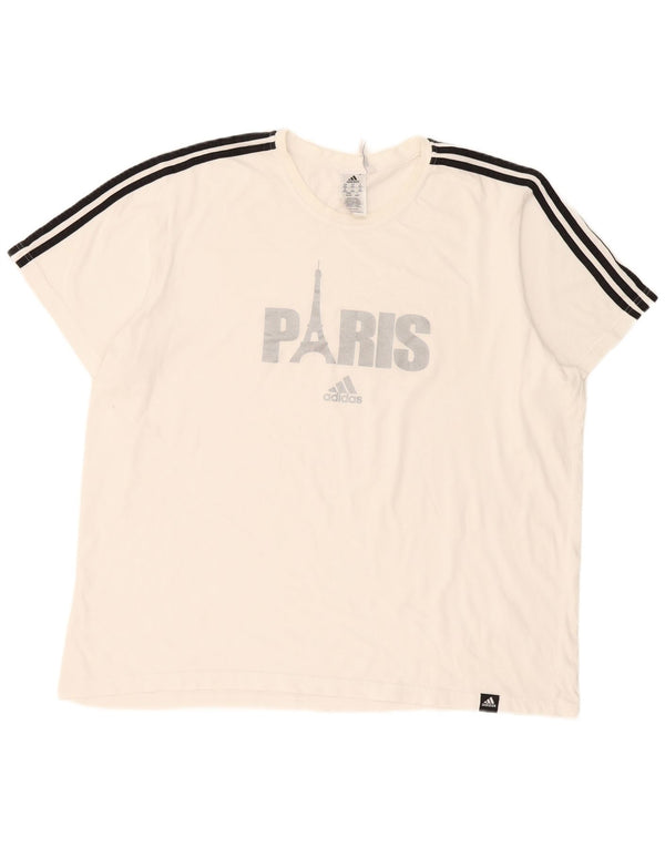 Adidas Herre Paris Grafisk T-Shirt Top 2XL Hvid Bomuld