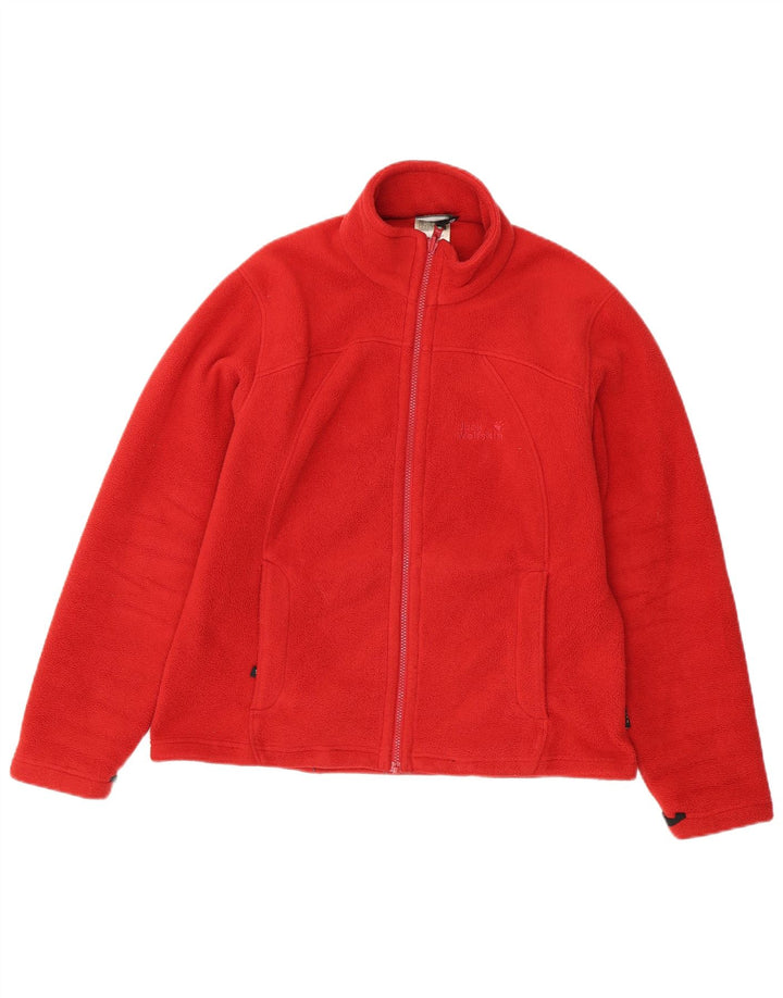 Jack Wolfskin Dame Liner Fleece Jakke UK 16 Stor Rød Polyester