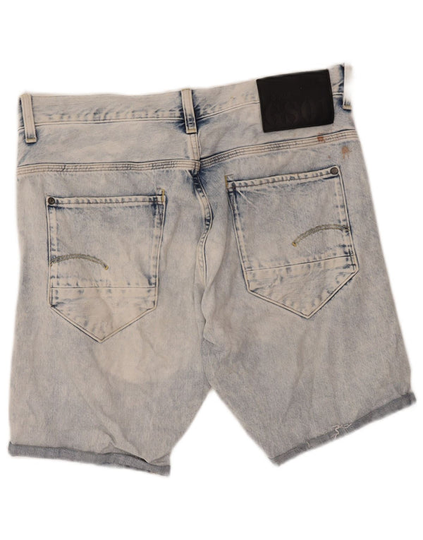 G-Star Womens Acid Wash Distressed Denim Shorts W36 XL Blå