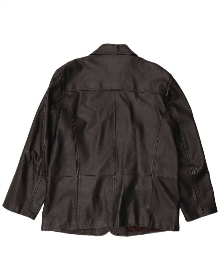 CAPELLE Herre 4-knaps læder blazerjakke UK 44 2XL sort læder