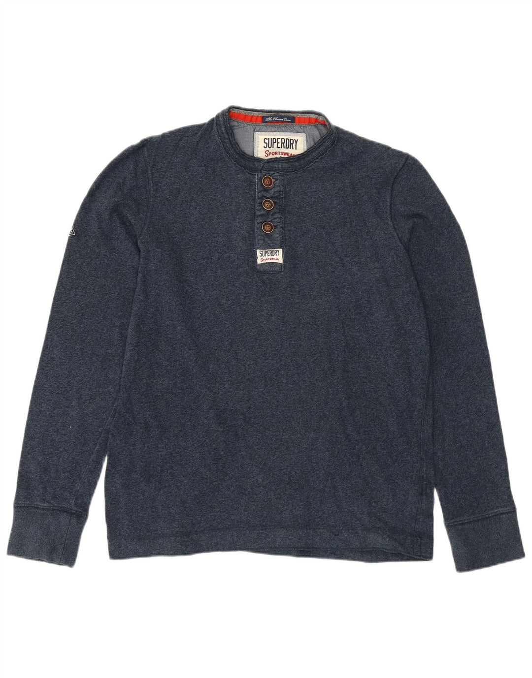 Superdry Herre Top Langærmet Medium Marineblå Flecked Bomuld