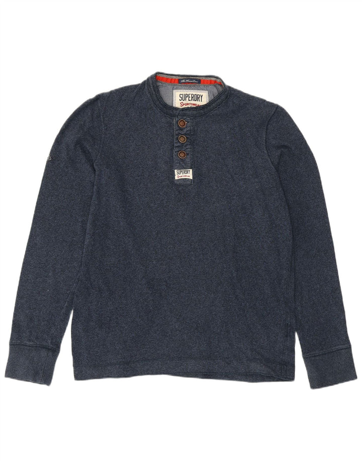 Superdry Herre Top Langærmet Medium Marineblå Flecked Bomuld