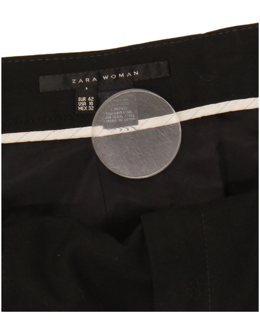 Zara Dame A-Line nederdel EU 42 Large W32 Black Rayon