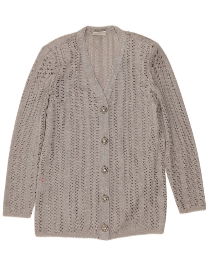 LIOLA Dame cardigan Sweater UK 12 Medium Grey Flecked Viskose