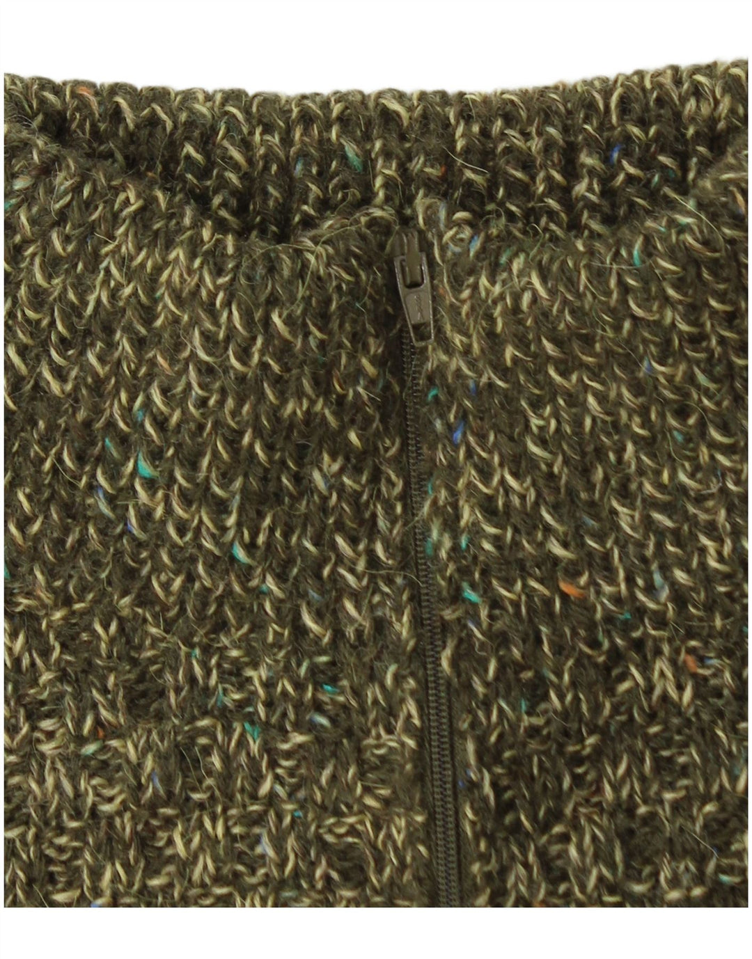 Vintage Herre lynlås-hals sweater Medium Khaki Flecked