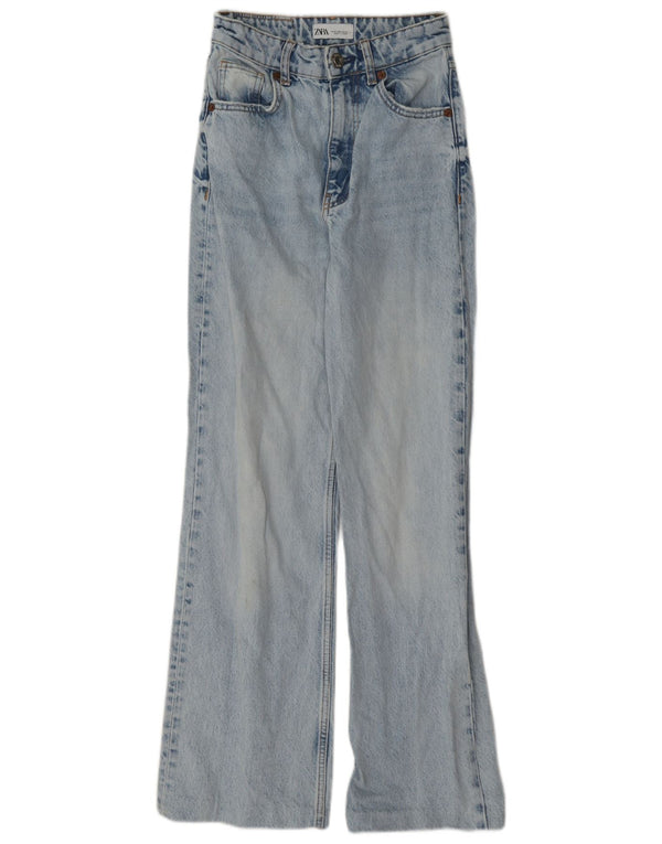 Zara Dame Jeans med brede ben EU 32 2XS W22 L30 Blå Bomuld