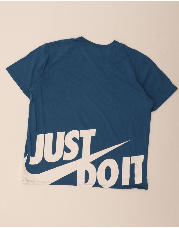 NIKE Herre Athletic Cut Grafisk T-Shirt Top 2XL Blå