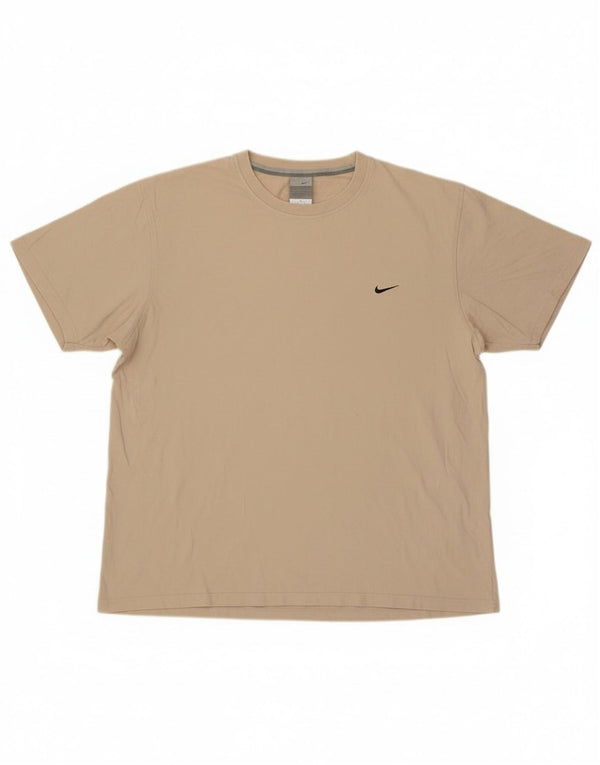 Nike Herre T-Shirt Top UK 42/44 Stor Beige Bomuld