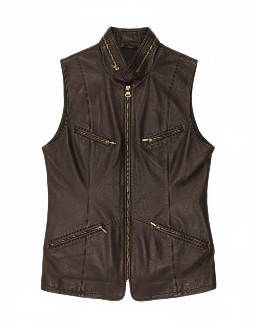 OTTO KERN Womens Leather Gilet UK 10 Small Black Vintage Otto Kern and Second-Hand Otto Kern from Messina Hembry 